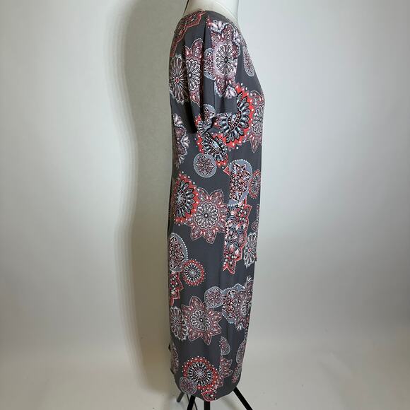 NWT Robbie Bee Gray Coral Floral Circles Faux Wrap Dress Womens Size Medium M - Picture 4 of 12